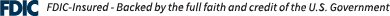 FDIC Digital Sign, using the official FDIC wordmark. This digital sign indicates the deposit institution is backed by the full faith and credit of the US government